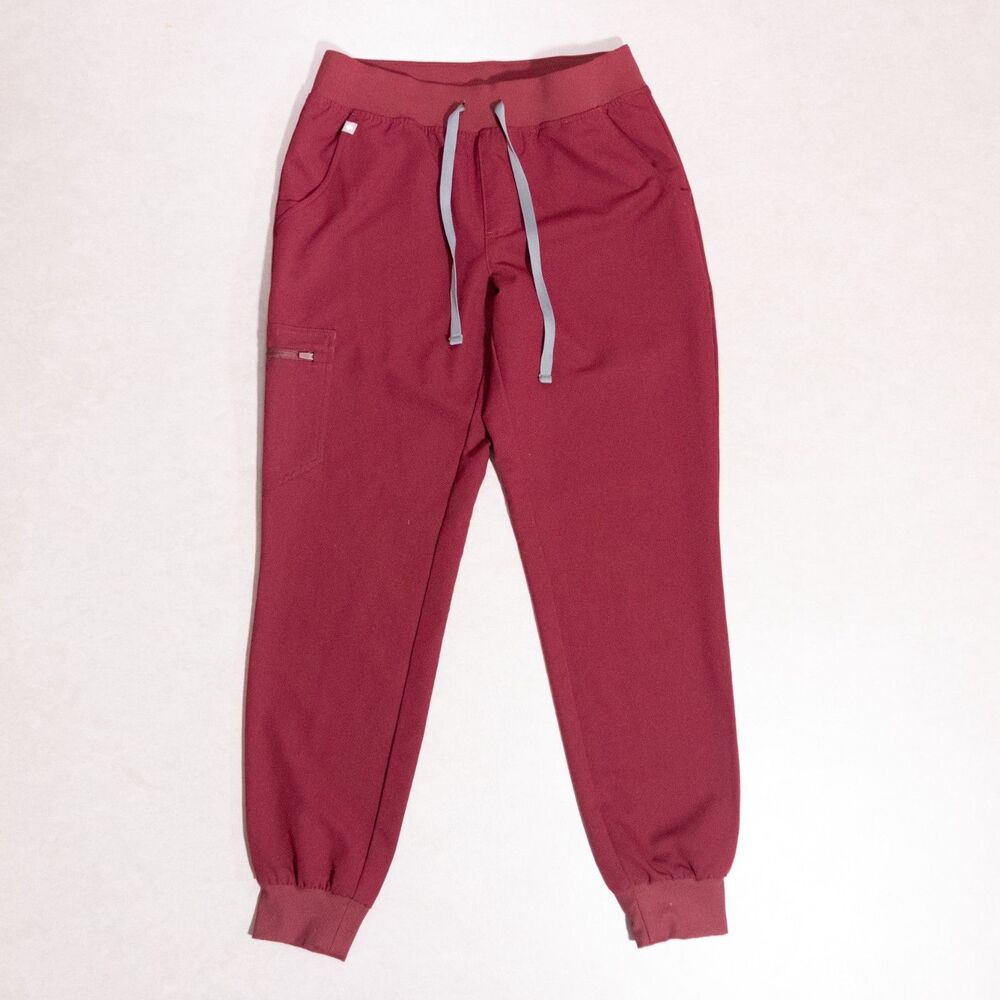 Figs Tech Zamora Scrubs Jogger Pants Burgundy Maroon Women's Small (PO: 5582)